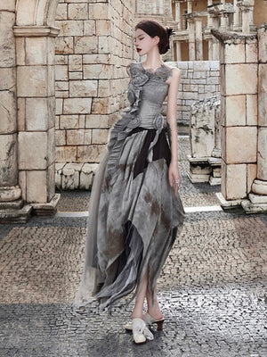 Cut And Spliced Pointed Tulle Skirt