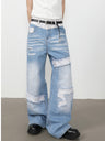 Patch Fake Hole Patchwork Jeans