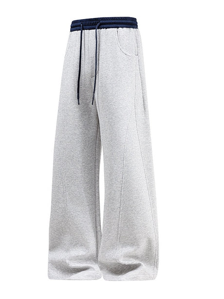 Patchwork Color-blocked Loose-fit Wide-leg Pants