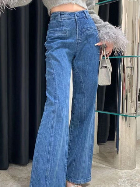 Back Bow Spliced Water Washing Jeans