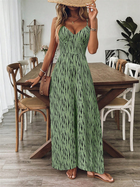 Retro Print Loose Jumpsuit