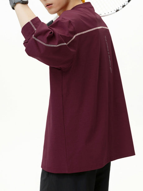 UV-Protection Color-Block Top-Stitched Long-Sleeve Tee