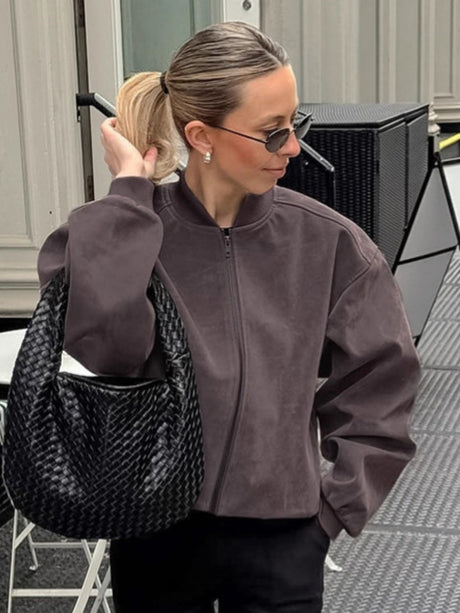 Regular Zipper Suede Jacket