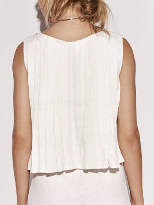 Cotton And Linen Straps Pleated Tank Tops