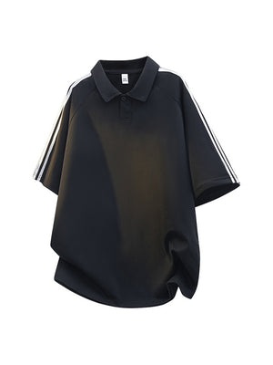 Stripes Patchwork Loose-fit POLO Shirt