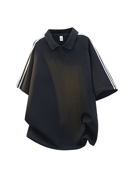 Stripes Patchwork Loose-fit POLO Shirt
