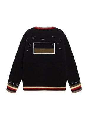 Christmas Retro Interesting Animals Appliqué Embroidery Cardigan Sweater