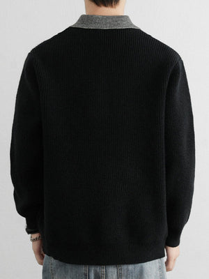 Pull à col cranté effet superposé