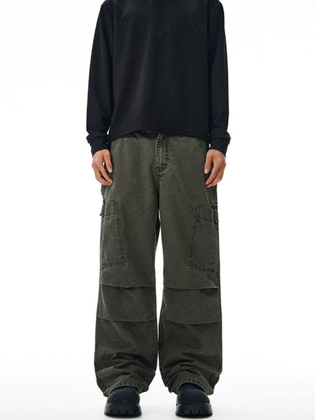 Liber Autumn Men's Multiple pockets Solid Color Cargo Trousers