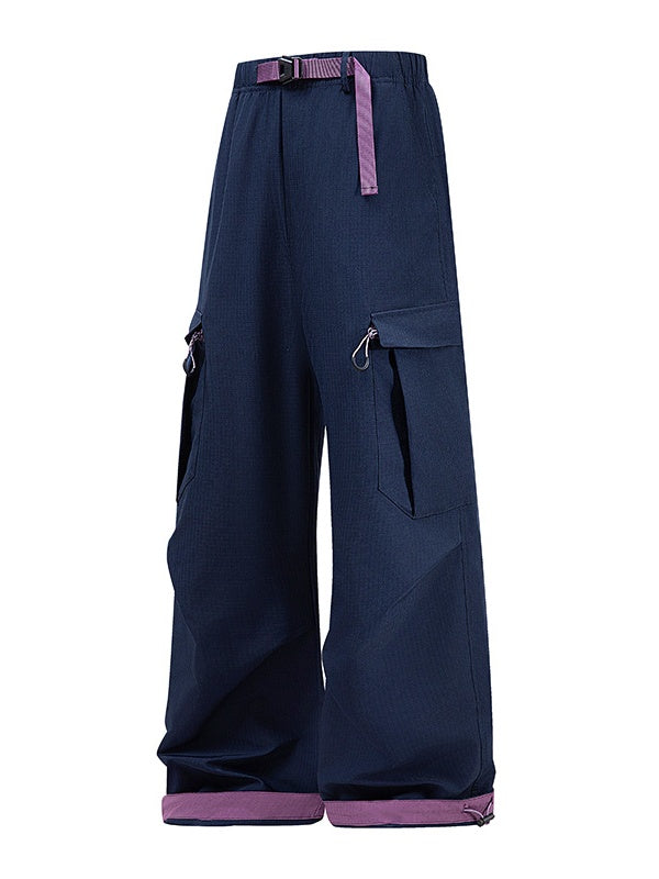 Color-blocked Patchwork Loose-fit Cargo Trousers