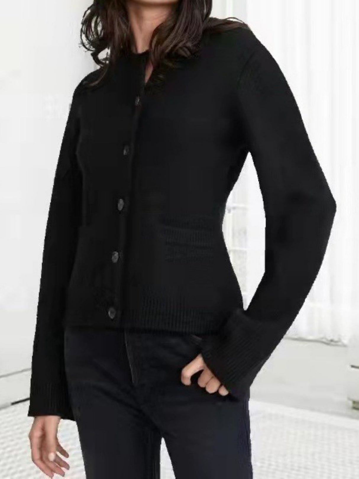 Liber Buttons Solid Color Elegance Cardigans