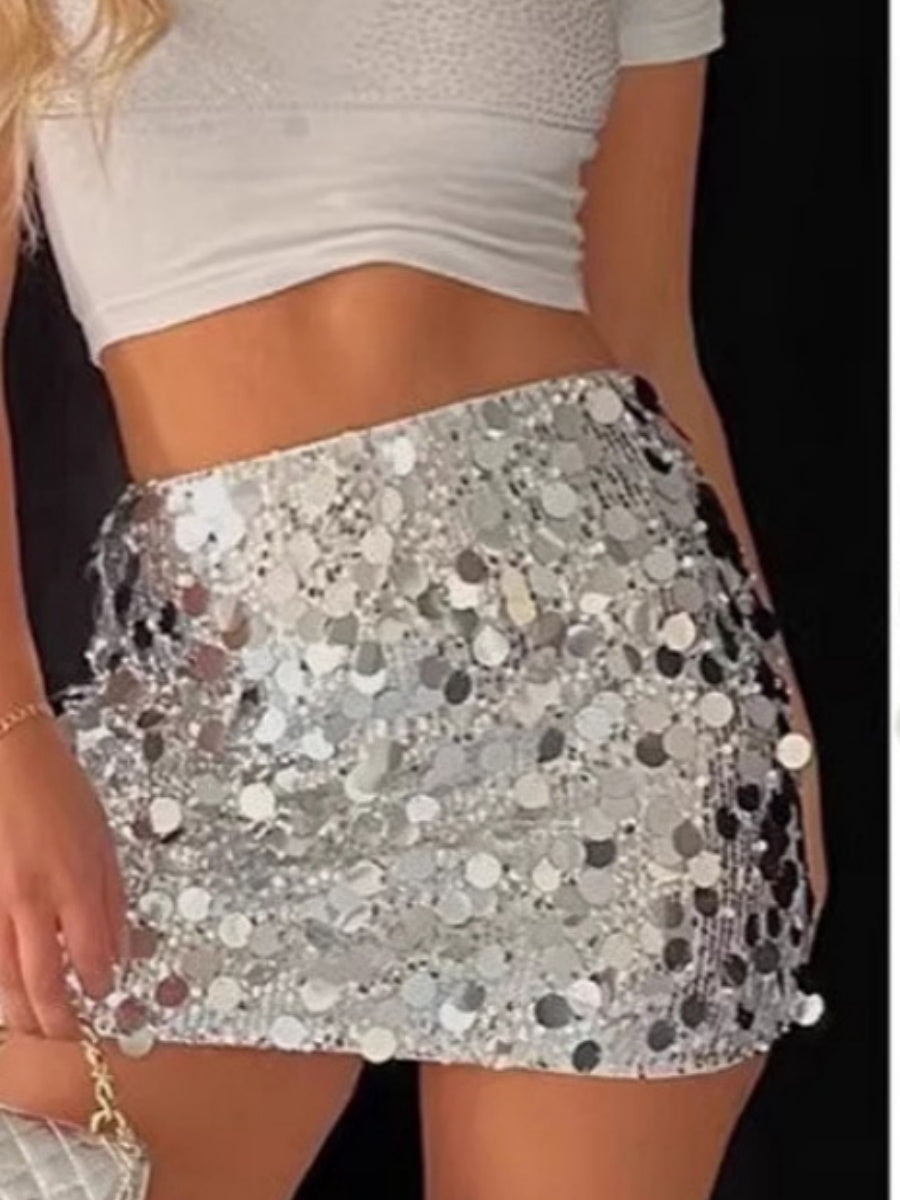 Sequins Hip-hugging Short Skirt Skirts