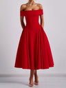 Backless And Off-shoulder Sexy Solid Color Long Dress
