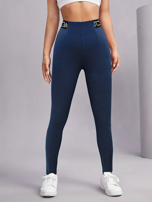 Sporty And Sexy Letter-print Elastic Waist Warm Leggings