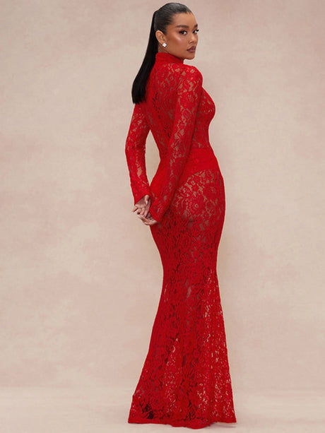 Women's Lace Long sleeve Maxi Dresses