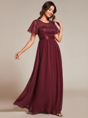High Waist Sequins Spliced Long Dress