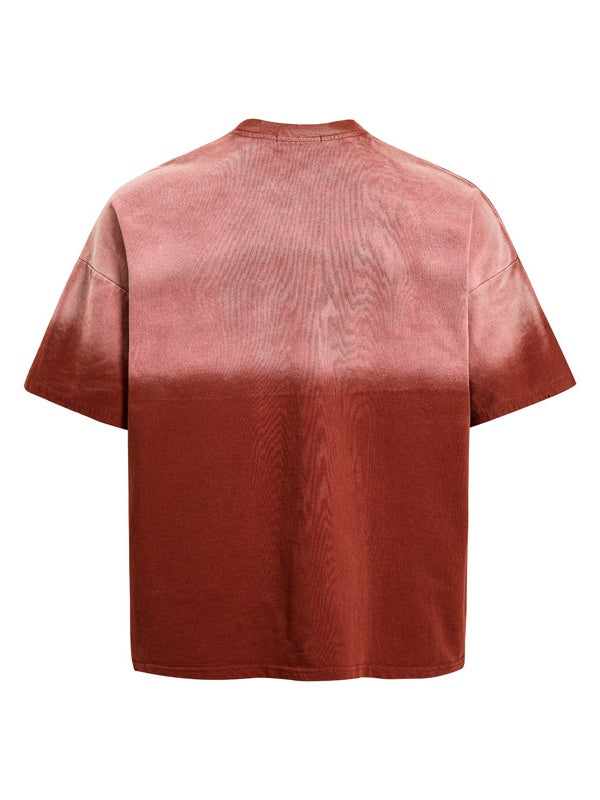 Washed Distressed Figure Printed Loose-fit Hole T-shirts