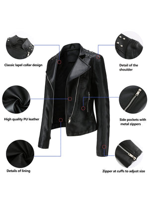 Zipper Studs Slim Fit Short Jackets