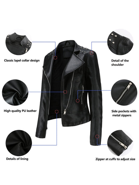 Zipper Studs Slim Fit Short Jackets