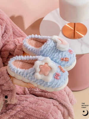 Colorblock Floral Slippers