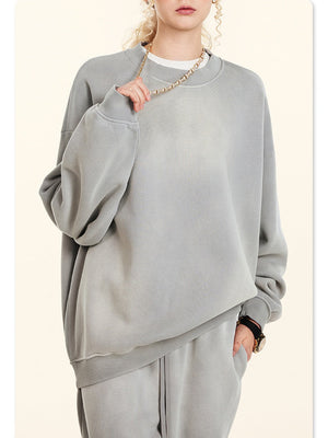 Liber Autumn Neutral wear Ribbed hem Solid Color Sweatshirts&Hoodies