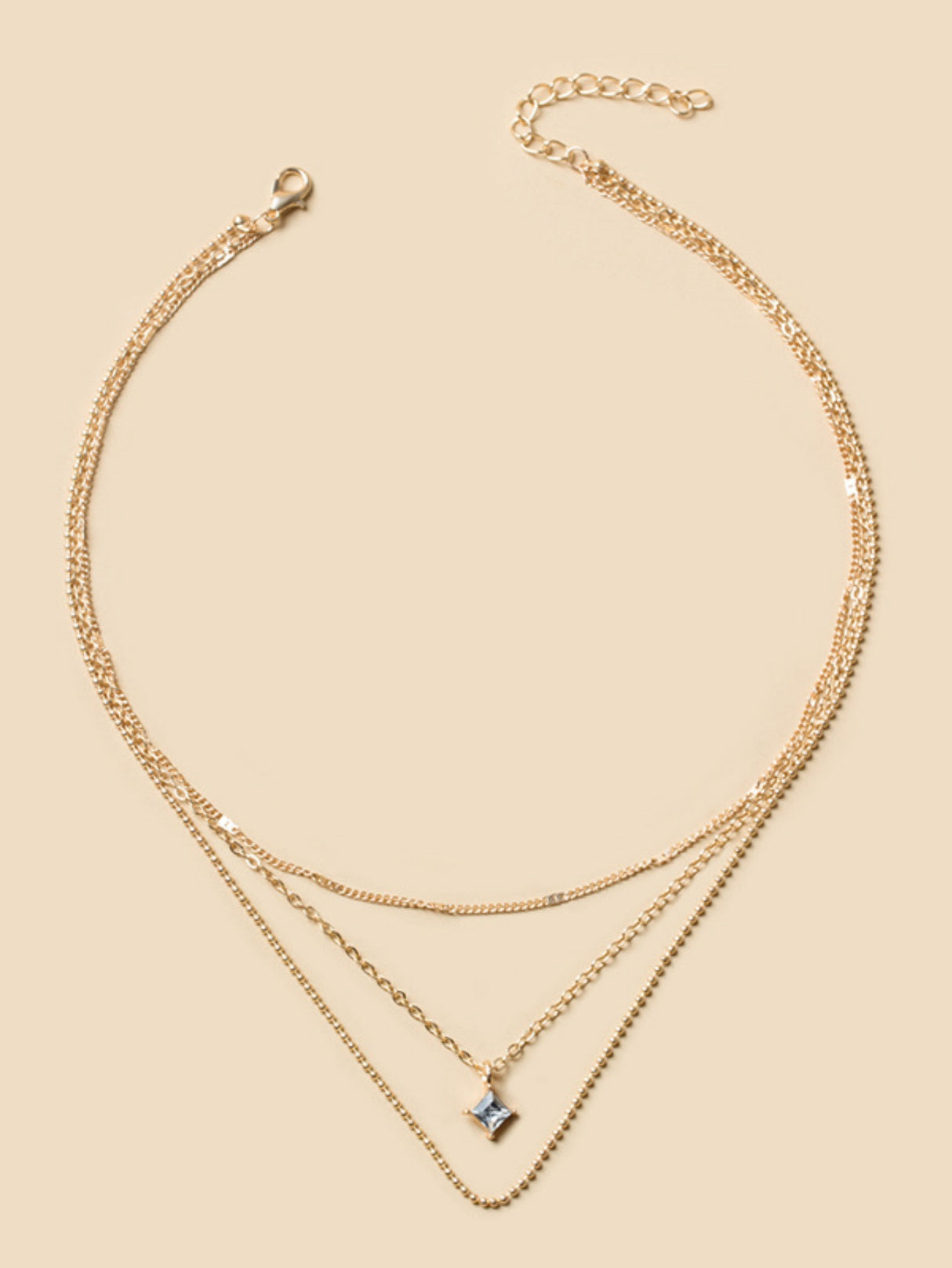 Square Diamond Multi-layer Necklace