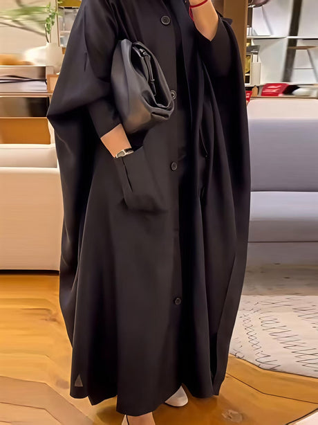 Black Single-breasted Loose Long Trench Coats