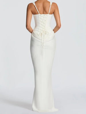 Sexy Pleated Halter-neck Fishtail Design Elegant Strapless Bodycon Dress