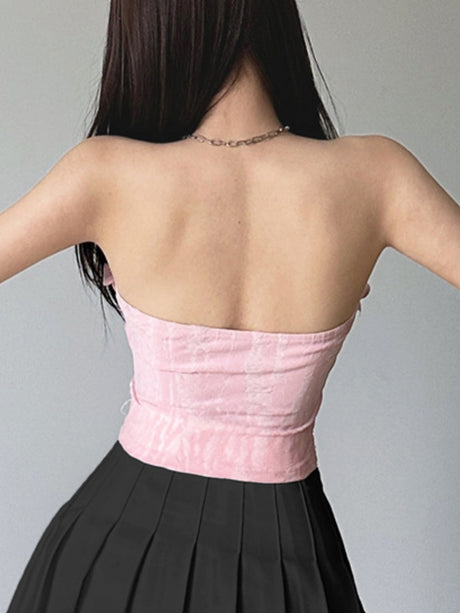 Bow Love Ruffle Strapless Vest