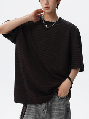 Color-blocked Stripes Loose-fit T-shirts