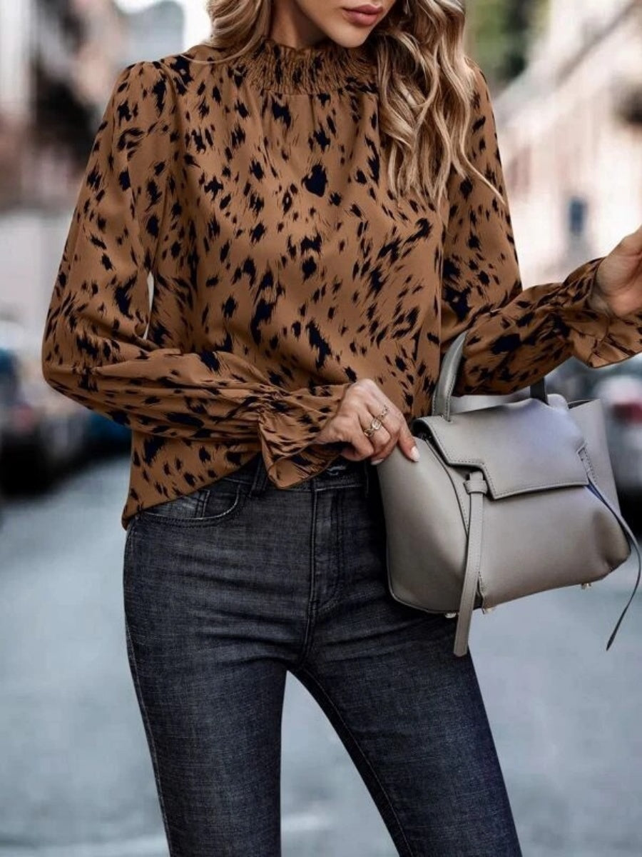 Pullover Ruffle Hit Zebra Print Daily Leisure Workplace Blouse