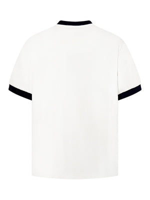 Crowd Printed Hip Hop Color-blocked Slim-fit T-shirts