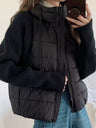 Hooded And Lightweight Cotton-padded Jacket Knitted Sleeves Splicing Short Fake Two Pieces Cotton Clothes