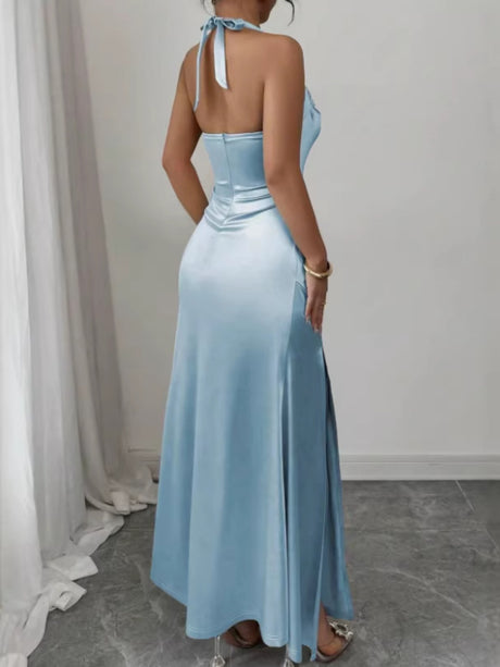 Backless Strapless Bodycon Long Dress With Slit