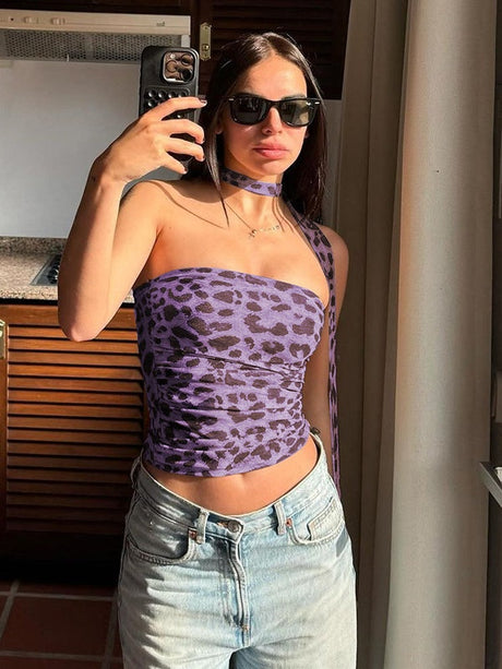 Liber Winter Women's Printed Leopard Tank tops&Camis