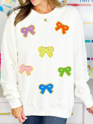 Christmas Bow-tie Towel Embroidery Sequins And Glitter Sweatshirts&Hoodies