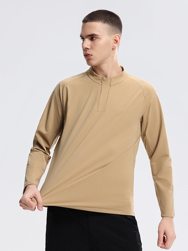 Outdoor Commuting Breathable Quick-drying Running Stand Collar Half Zipper T-shirts