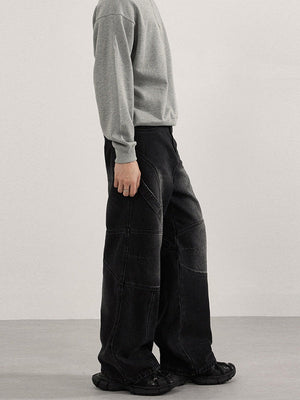 Knee Braces Structure Locomotive Loose Straight Cowboy Cargo Trousers