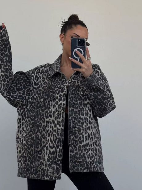 Liber Autumn women's leopard print long-sleeved chiffon shirt