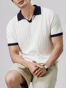 Old Money Style V-neck Color Matching Slim-fit Polo Shirts