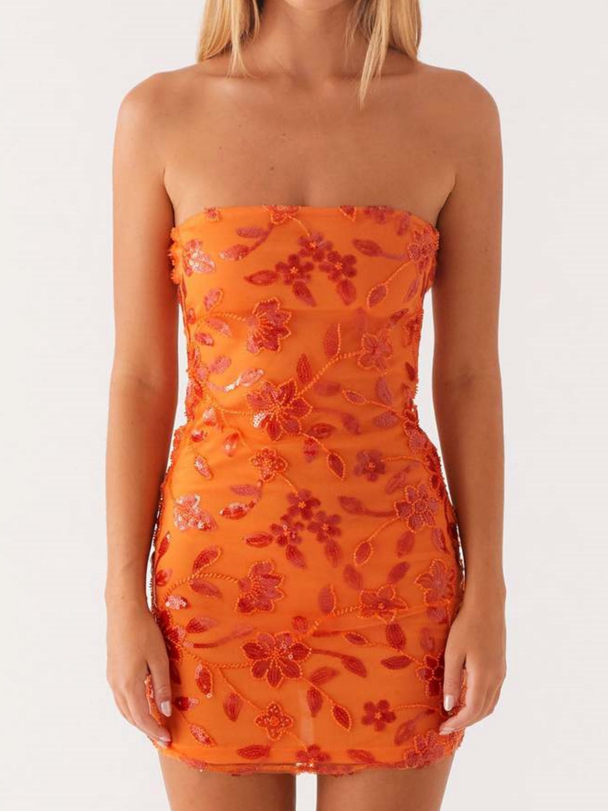 Sequin Beads Strapless Backless Tie-up Sweet Mini&Short Dresses