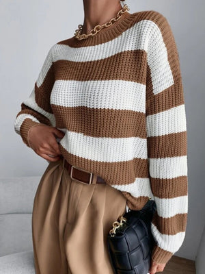 Stripes Color Matching Knitted Sweater