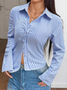 Stripes Cardigan Slim-fit Commuting Shirts