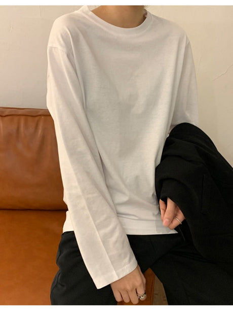 Liber Autumn Women's Splicing Solid Color T-shirts