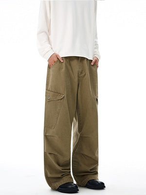 Liber Autumn Neutral wear Multiple pockets Solid Color Cargo Trousers
