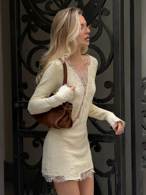 Lace Solid Color Mini&Short Dresses