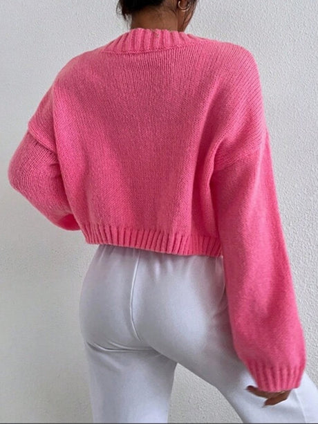 V-neck Clouds Buttons Dropped Shoulders Cardigans