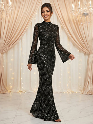 Strassbesetzte, figurbetonte und sexy, glänzende Party-Maxikleider