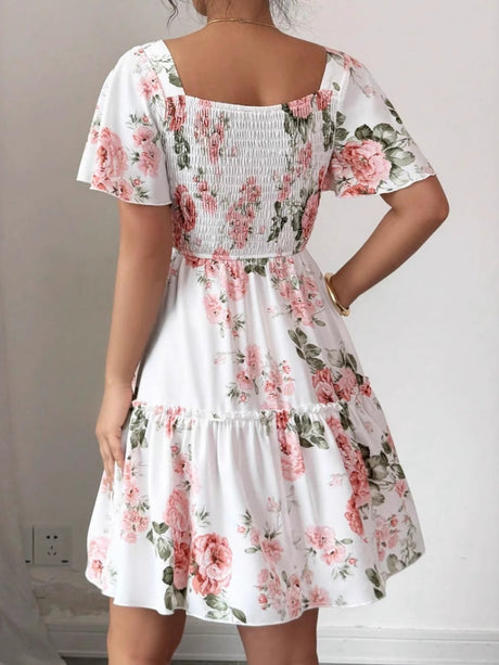 Hit Puff Sleeve Short Dress
