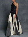 Printed Loose-fit One-shoulder Long Dress